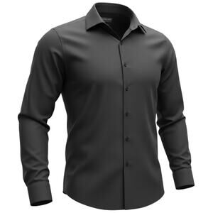 Van Heusen Mens Slim Fit Dress Shirt Black Traveler Stretch L